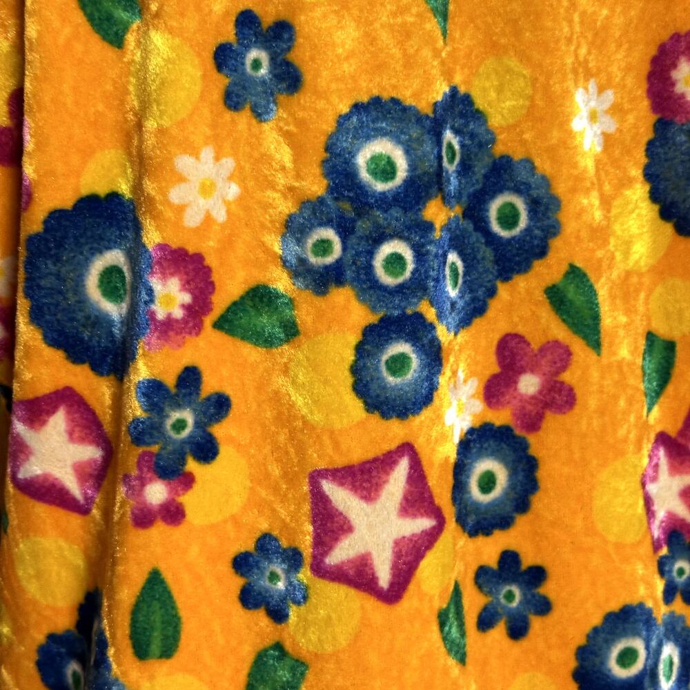 Vintage 90s Y2K Kenzo Floral Crushed Velvet Maxi Dress Yellow Japan Made Sz M - Picture 11 of 12